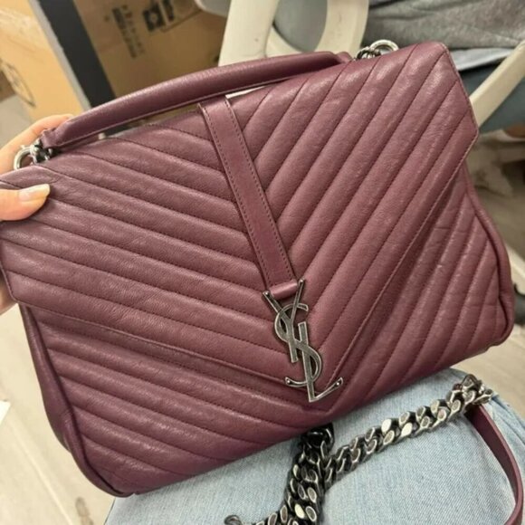 100%  Authentic Yves Saint Laurent Large Matelasse Shoulder Bag - Picture 2 of 16